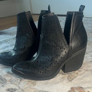 Not Rated Black Perforated Ankle Booties